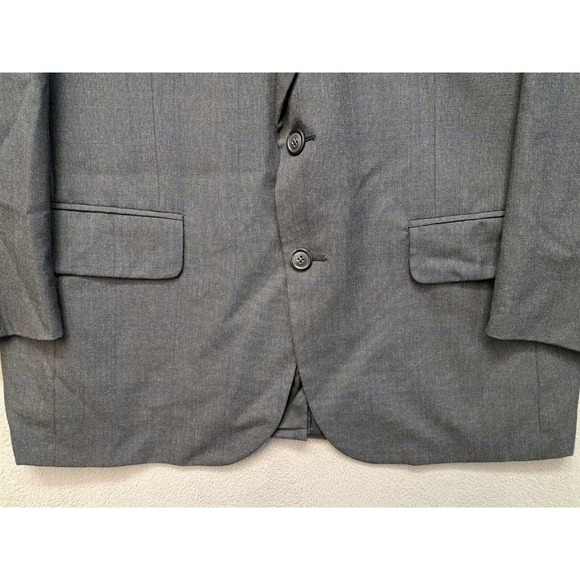 Vintage Burberry Men's Wool Sport Coat Blazer Charcoal Gray Windowpane Size 42S - Picture 4 of 9
